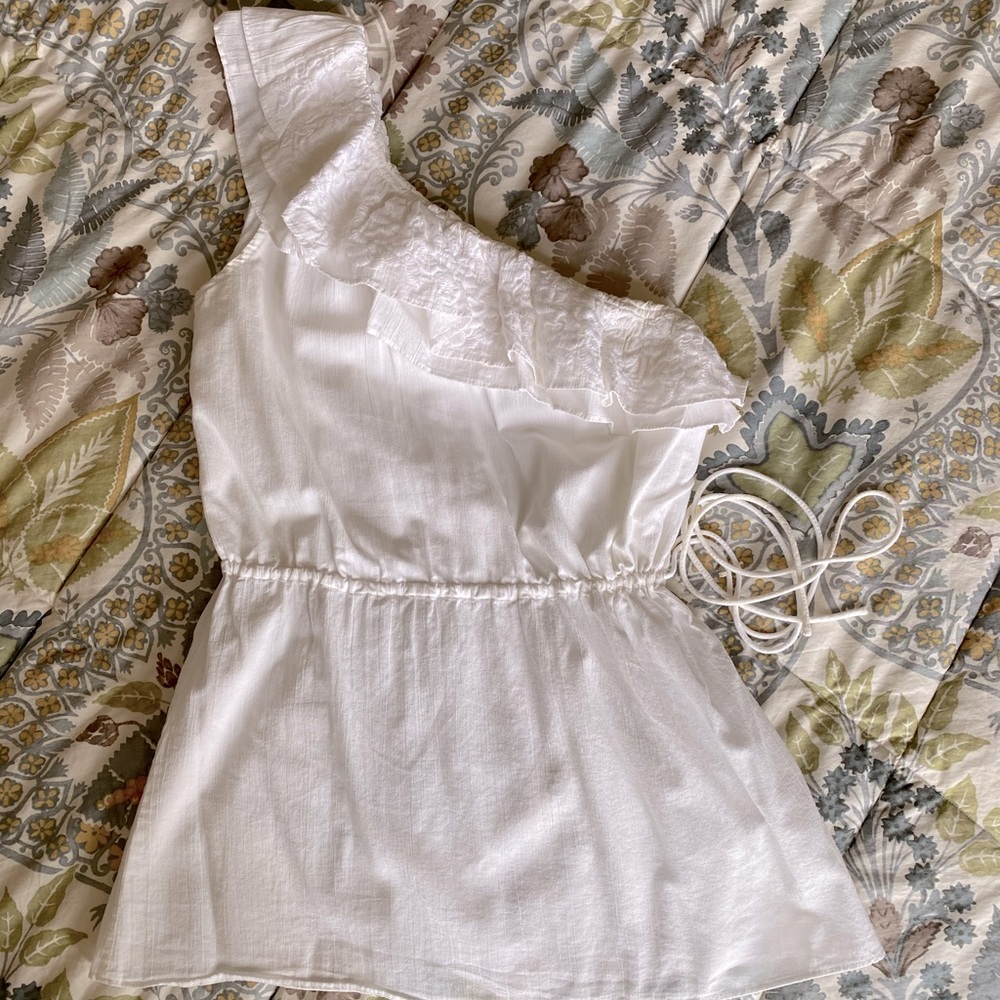 Banana republic one shoulder embroidered top